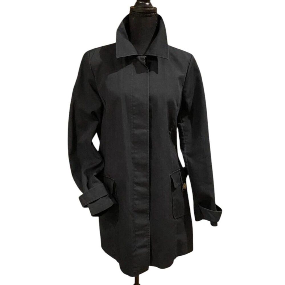 OLD NAVY VINTAGE Women's Y2K Fitted Trench Coat Mid-Length Dark Blue Sz L